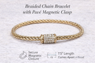 braided bracelet, magnetic clasp bracelet, pavé bead bracelet, gold chain bracelet, 7.5 inch bracelet, easy closure jewelry