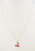 Necklace with cherry pendant on a white background