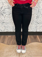 Classic Black Mid-Rise Ankle Straight Jeans