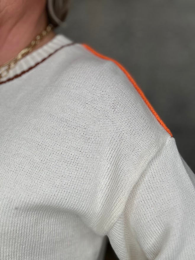 Contrast Stitch Short Sleeve Sweater