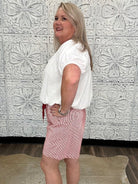 Contrast Tie Waist Striped Linen Blend Shorts