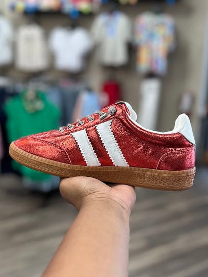 Corky's Heads Up Red Metallic Sneaker