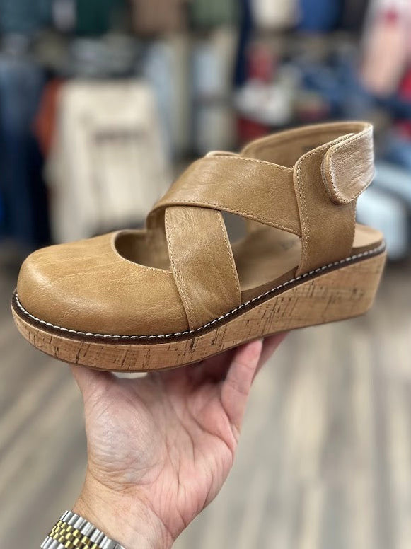 Corkys Bring It In Platform Wedge Sandal in Cognac