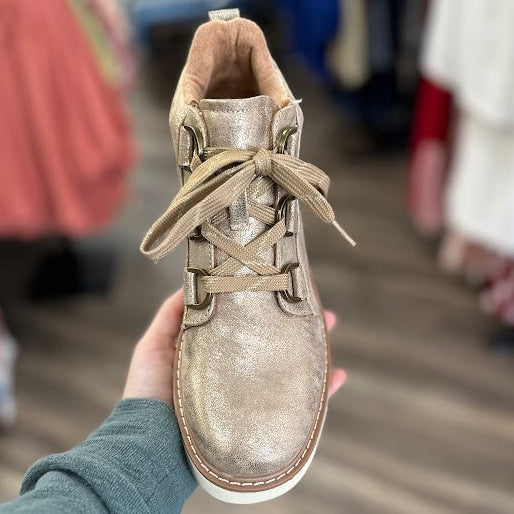 Corkys "Campfire" Gold Metallic Lace Up Boots