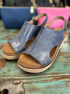corkys wedges, corkys carley sandals, blue wedge sandals, comfortable wedge heels, casual wedges women, slingback wedges, summer platform sandals
