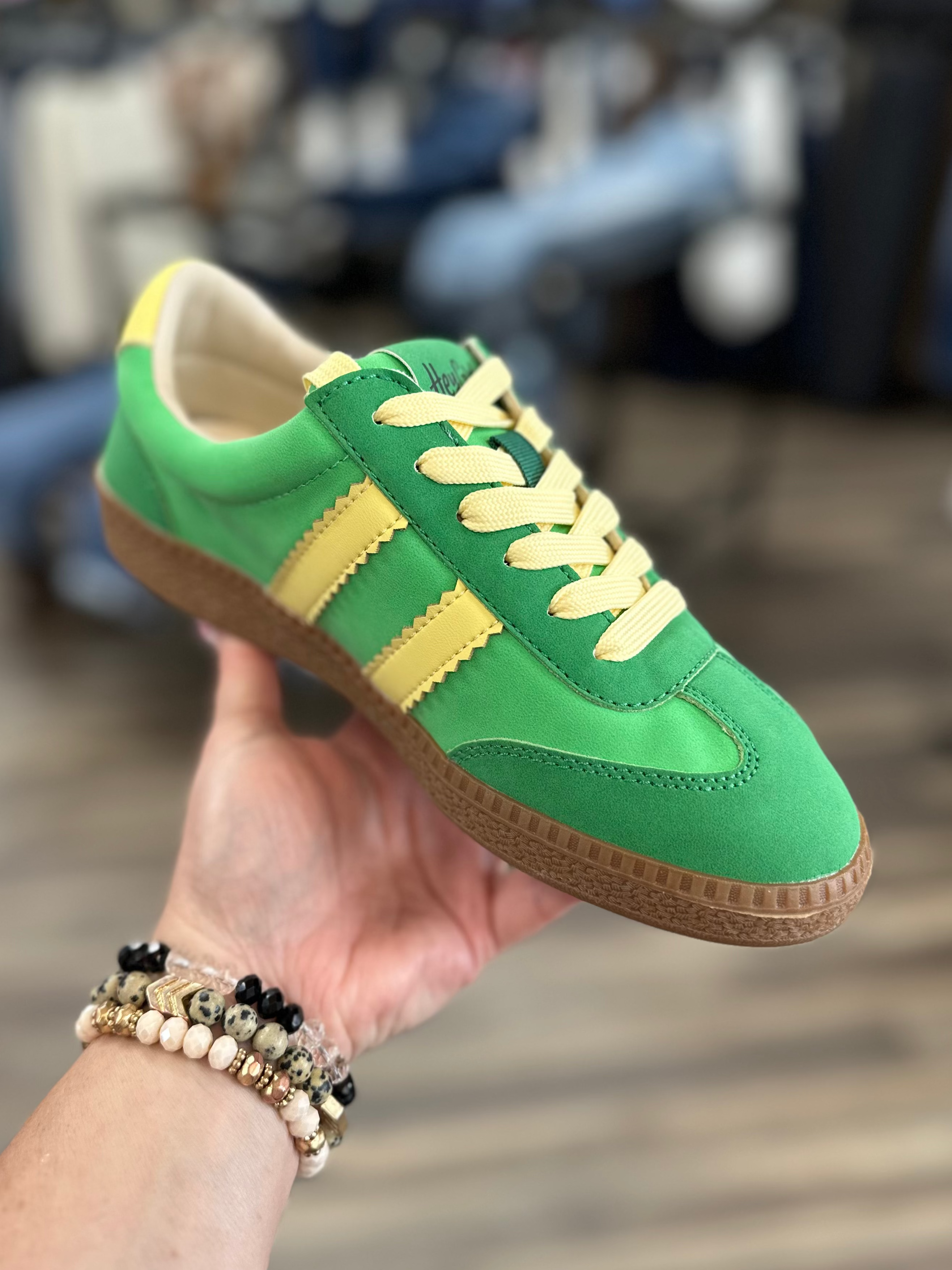 Corkys sneakers, green sneakers women, sporty sneakers, retro style tennis shoes, Corkys Head Up, casual lace up sneakers
