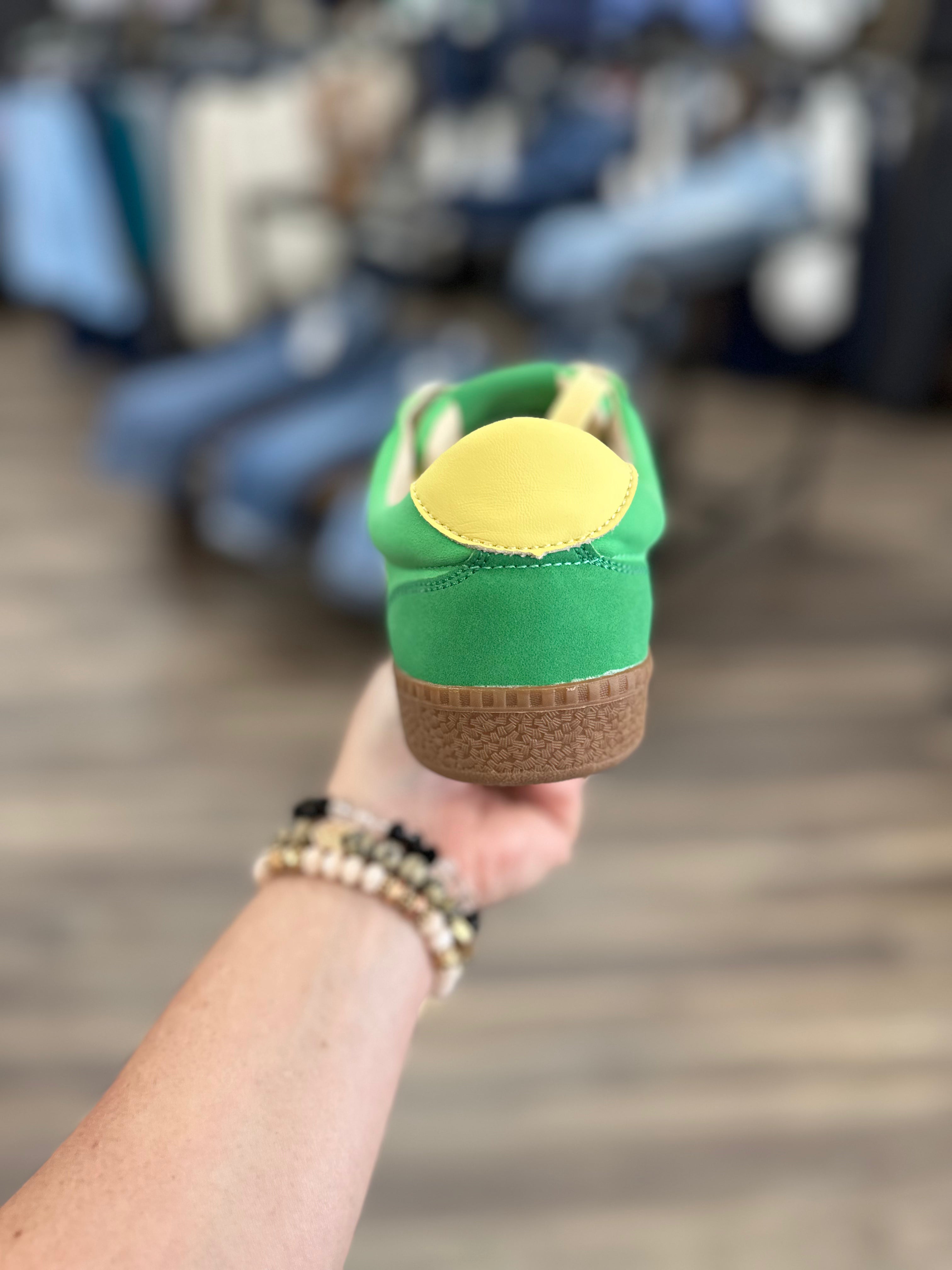 Corkys sneakers, green sneakers women, sporty sneakers, retro style tennis shoes, Corkys Head Up, casual lace up sneakers