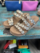 corkys wedges, corkys lets be friends sandals, gold wedge sandals, floral wedge sandals, cork platform wedges, comfortable corkys shoes