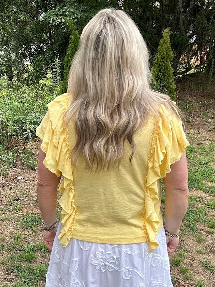 Cotton Ruffle Lace Detail Relaxed Fit Top