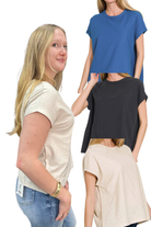 cotton slub tee, round neck short sleeve top, relaxed fit t-shirt, everyday basic tee, rolled sleeve shirt, casual women’s top, soft cotton tee, lightweight slub knit top, boutique t-shirt, essential wardrobe basics, comfy casual tee, layering top, easy fit crew neck, solid color tee, summer staple top, timeless everyday style, neutral cotton shirt, breathable tee for women, Gypsy River Apparel, Northport boutique fashion