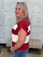 Crimson & Ivory Striped game day Top 