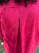 Crimson Suede Button-Up Shirt Dress