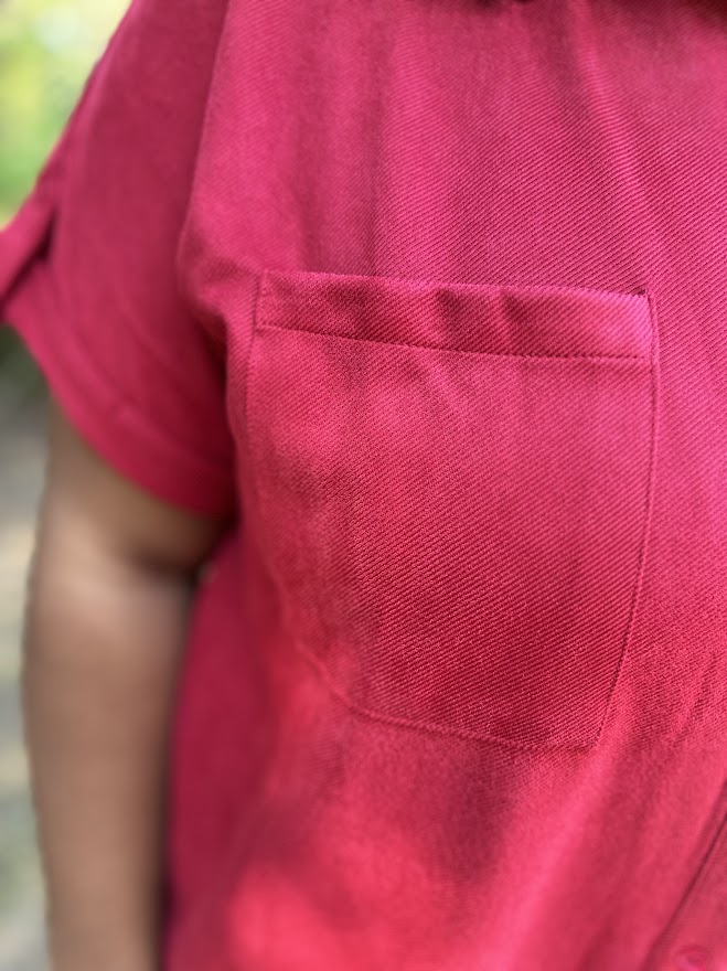 Crimson Suede Button-Up Shirt Dress