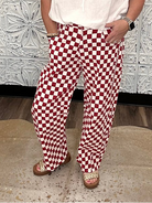 Crimson & White Checkerboard Barrel Pants
