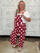 Crimson & White Checkered Jumpsuit