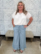 Denim Blue Stripe Wide Leg Pants