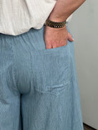 Denim Blue Stripe Wide Leg Pants