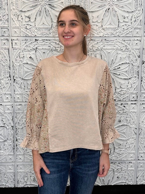 Desert Bloom Patchwork Mineral Wash Top