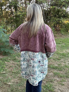 Distressed Lavender Denim & Floral Mixed Print Jacket