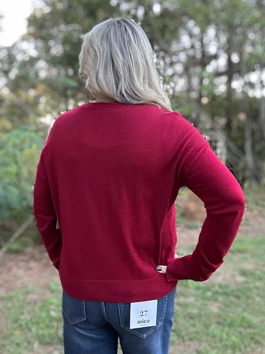 Draped Cowl Neck Mixed Media Sweater