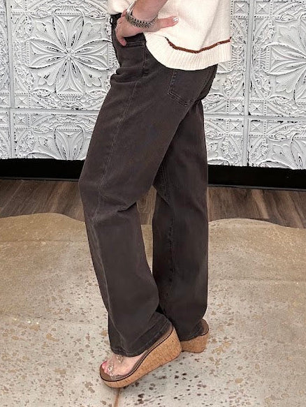 Espresso High-Rise Straight Leg Jeans