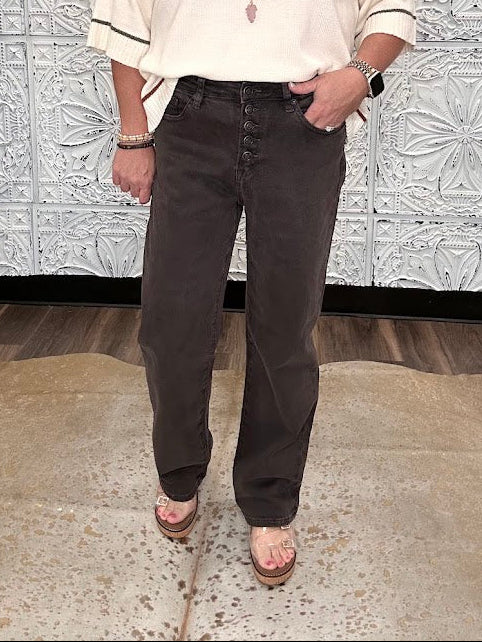 Espresso High-Rise Straight Leg Jeans