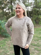 Floral Applique Soft Knit Sweater