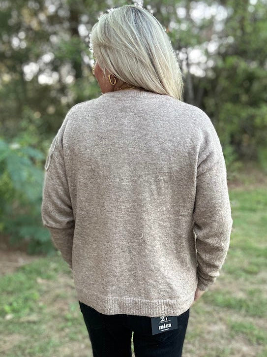 Floral Applique Soft Knit Sweater