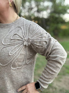 Floral Applique Soft Knit Sweater