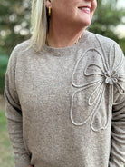 Floral Applique Soft Knit Sweater