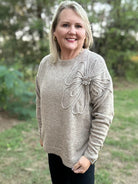 Floral Applique Soft Knit Sweater