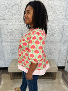 Floral Fan Print Babydoll Top