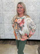 Floral Leopard Graphic Long Sleeve Top