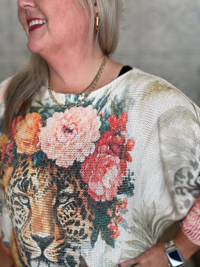Floral Leopard Graphic Long Sleeve Top