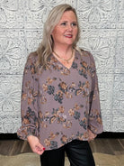 Floral Print Long Sleeve Blouse