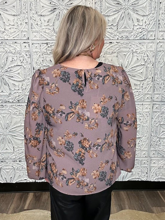 Floral Print Long Sleeve Blouse
