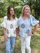 Floral Puff Sleeve V-Neck Blouse