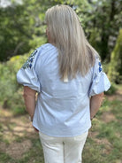 Floral Puff Sleeve V-Neck Blouse