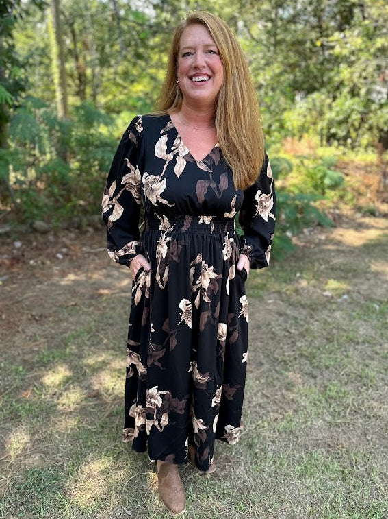 Floral Smocked Waist Maxi Dress
