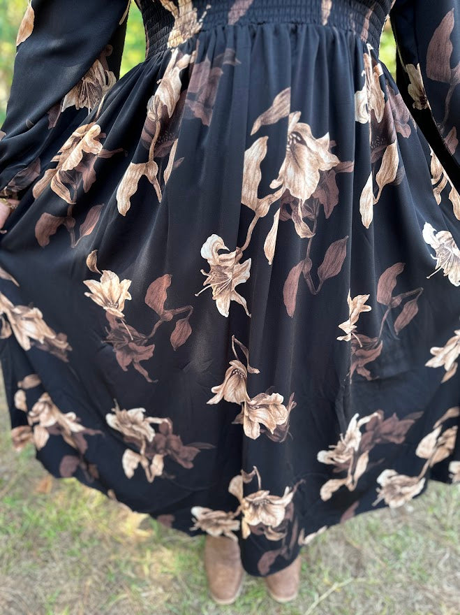 Floral Smocked Waist Maxi Dress