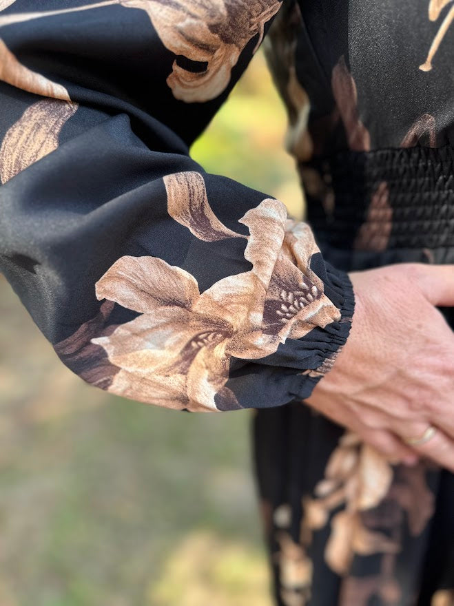 Floral Smocked Waist Maxi Dress