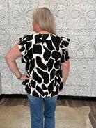 Flutter Sleeve V-Neck Blouse
