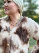 Fuzzy Leopard Print Button Front Cardigan