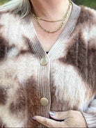 Fuzzy Leopard Print Button Front Cardigan