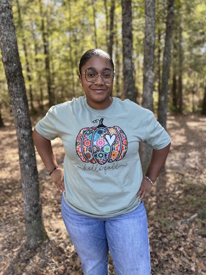 Hello Fall tee, pumpkin graphic shirt, fall graphic tee, women’s autumn t-shirt, seasonal graphic top, cute fall shirt, boutique pumpkin tee, fall festival outfit