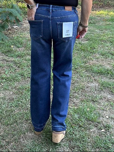 High-Rise Dark Wash Straight Leg Jeans