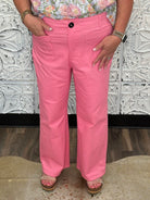 High Waist Wide Leg Crop Pants with Patch Pockets