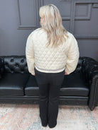 quilted jacket, embroidered jacket, floral quilted coat, cream tie-front jacket, boho fall jacket, boutique outerwear, embroidered outerwear, black and cream jacket, artisan jacket, fall layering piece