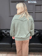 mineral wash pullover, sage green sweatshirt, french terry top, relaxed fit top, cozy casual sweater, cotton crewneck, boutique sweatshirt, weekend wear, comfy oversized pullover, soft lounge top