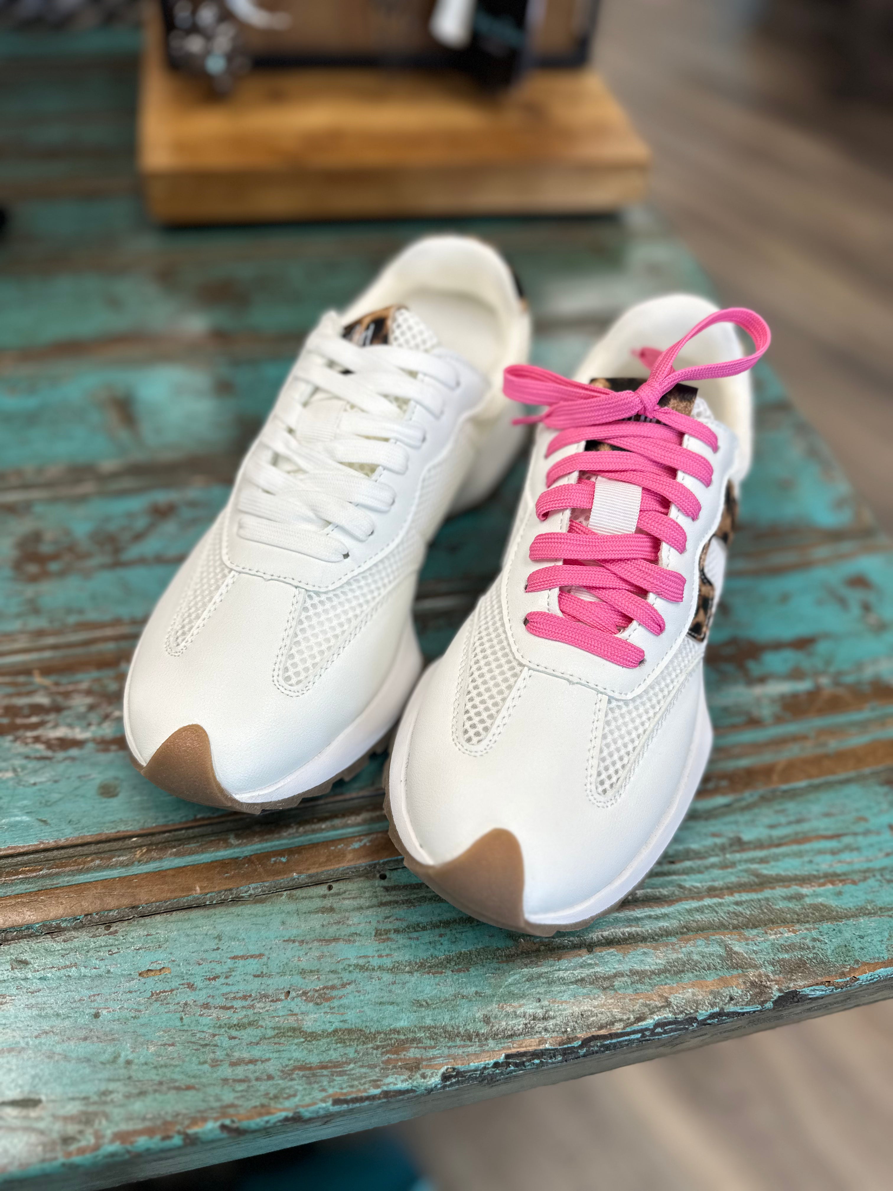 Corkys sneakers, leopard sneakers, white casual shoes, boutique sneakers, women’s comfortable shoes, everyday sneakers, lace up sneakers